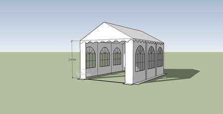 partytent pvc professional xxl ingang 2.60 m grondframe - dakversterking &ndash; dikkere buizen
