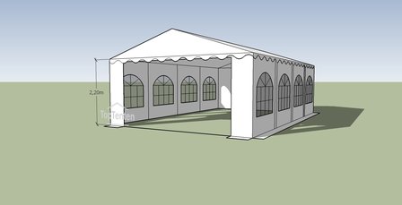 partytent pvc professional ingang 2.20 m grondframe - dakversterking &ndash; dikkere buizen