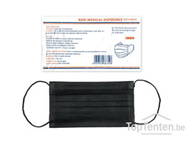 3-Laags Mondmasker zwart 50 stuks